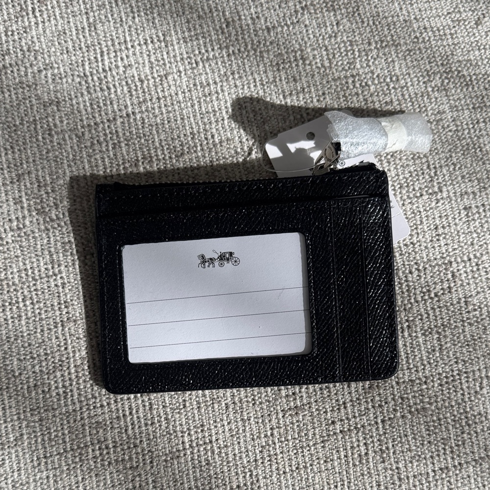 Coach Textured Black Card Case - Picture 2 of 3